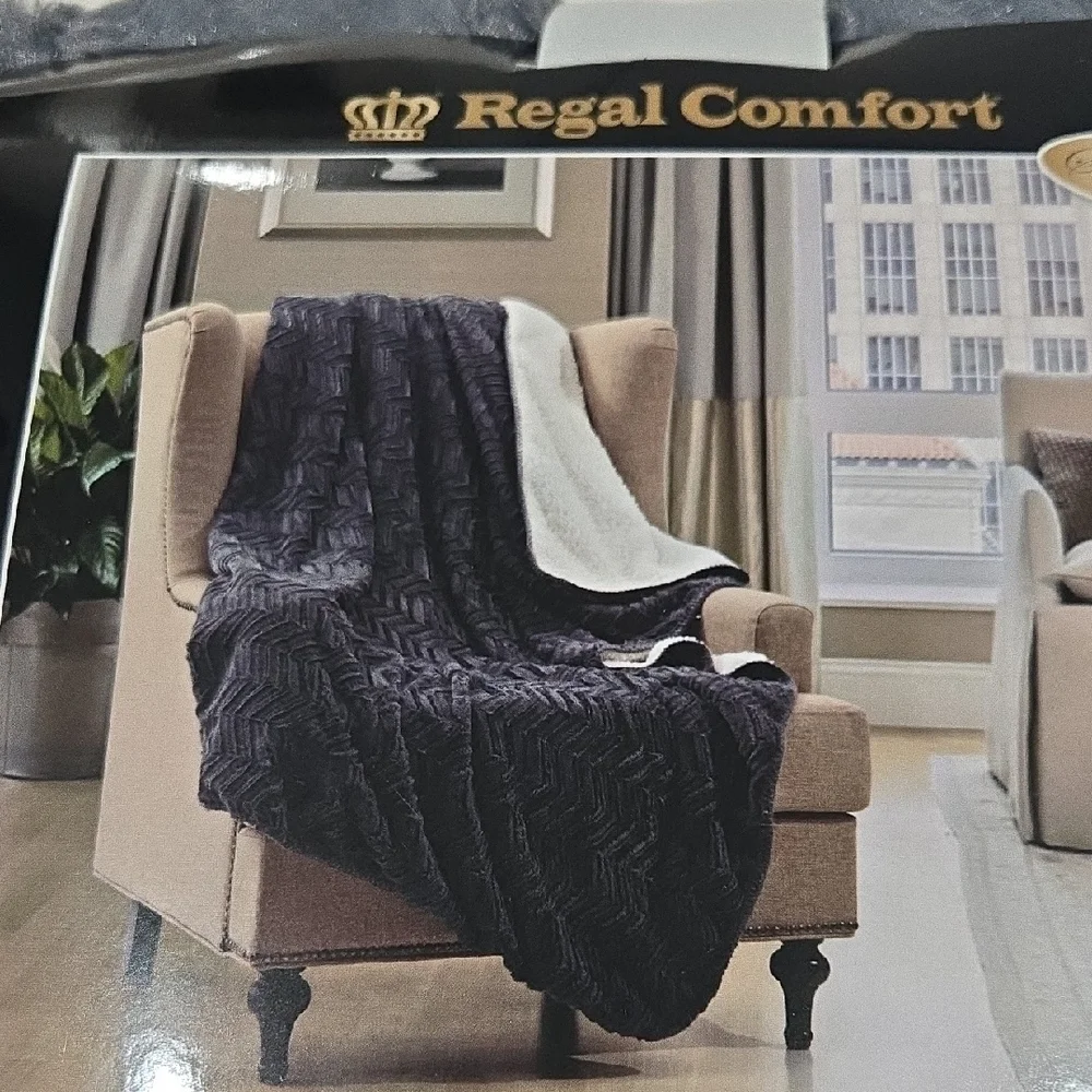 Slate Chenille Cutwork Throw Blanket